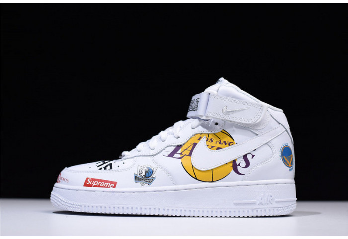 Supreme X Nike Air Force 1 Mid NBA Teams White Aq8017-100