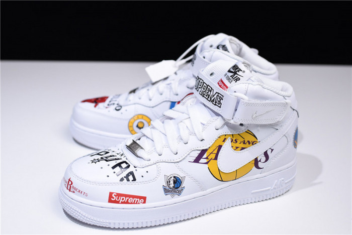 Supreme X Nike Air Force 1 Mid NBA Teams White Aq8017-100