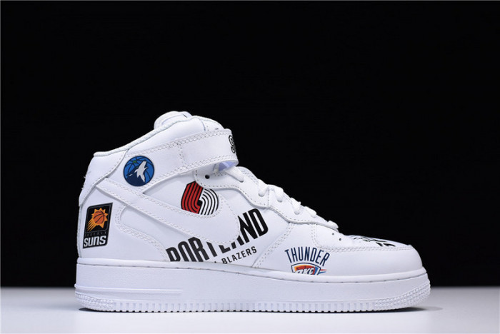 Supreme X Nike Air Force 1 Mid NBA Teams White Aq8017-100