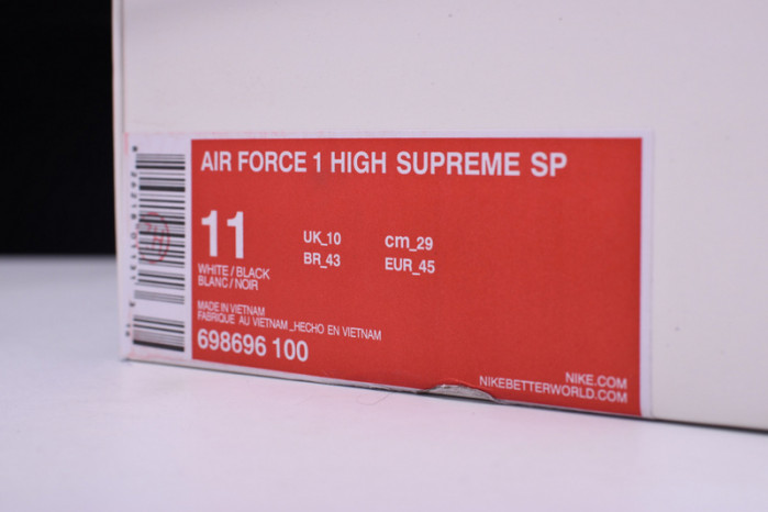 Nike Supreme Air Force 1 One High White World Famous 698696-100