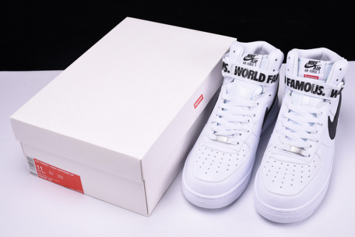 Nike Supreme Air Force 1 One High White World Famous 698696-100